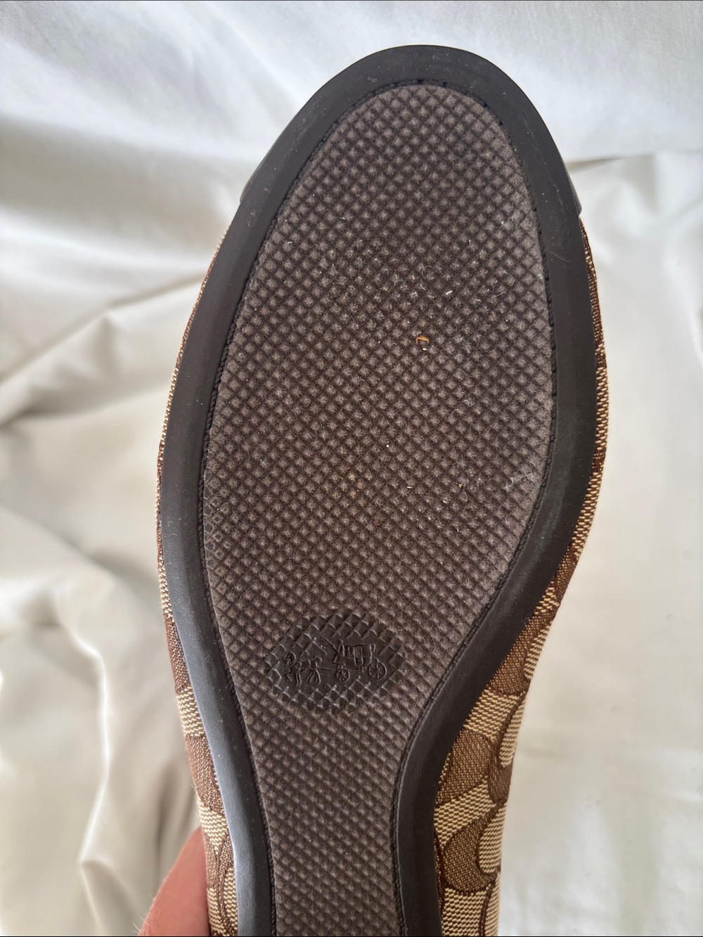 Coach Brown Signature Canvas Ballet Flats with Dark Brown Cap Toe - Picture 5 of 12